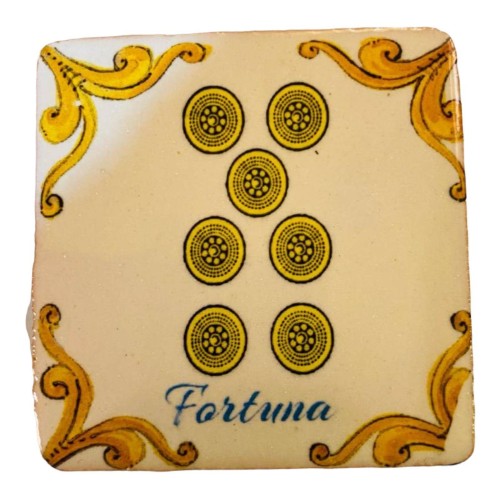 Aimant en brique sicilienne en céramique, collection Cartes Siciliennes DENARI, mesure 5x5 cm (1pc) -  2