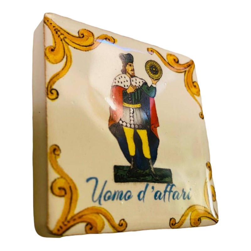 Aimant en brique sicilienne en céramique, collection Cartes Siciliennes DENARI, mesure 5x5 cm (1pc) - 