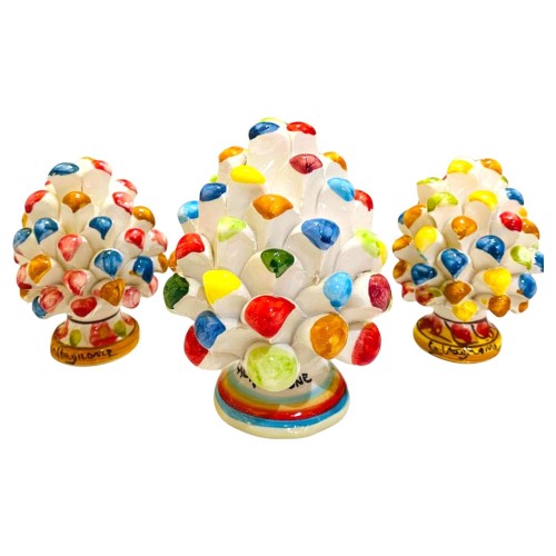 Pomme de pin sicilienne multicolore avec base décorée, céramique Caltagirone - avec 2 options de taille (1pc) - 