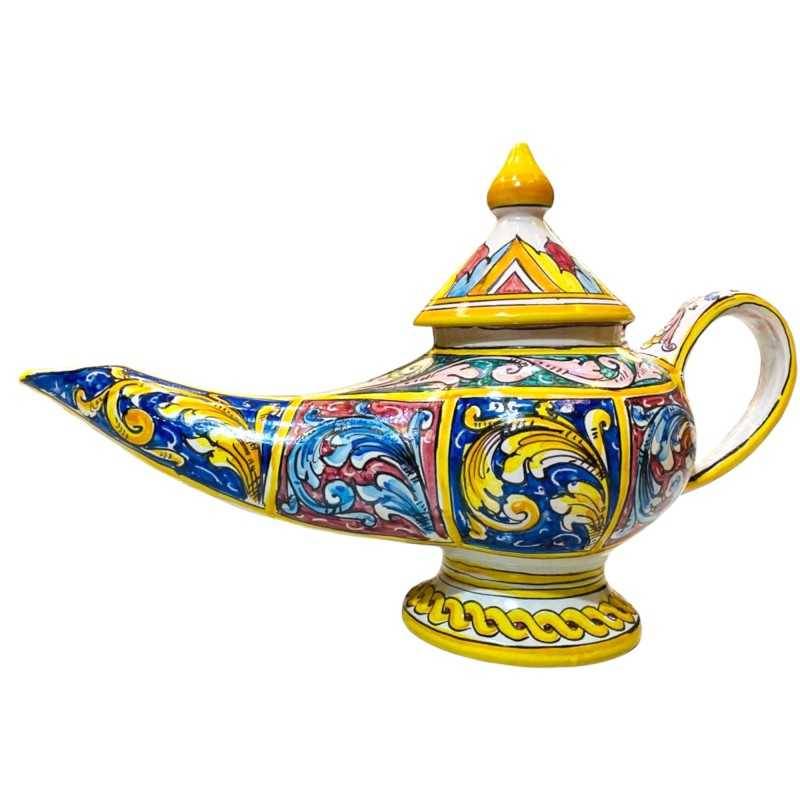 Aladdin lamp in precious ceramic with Baroque decoration - Measures cm 40x30h - 