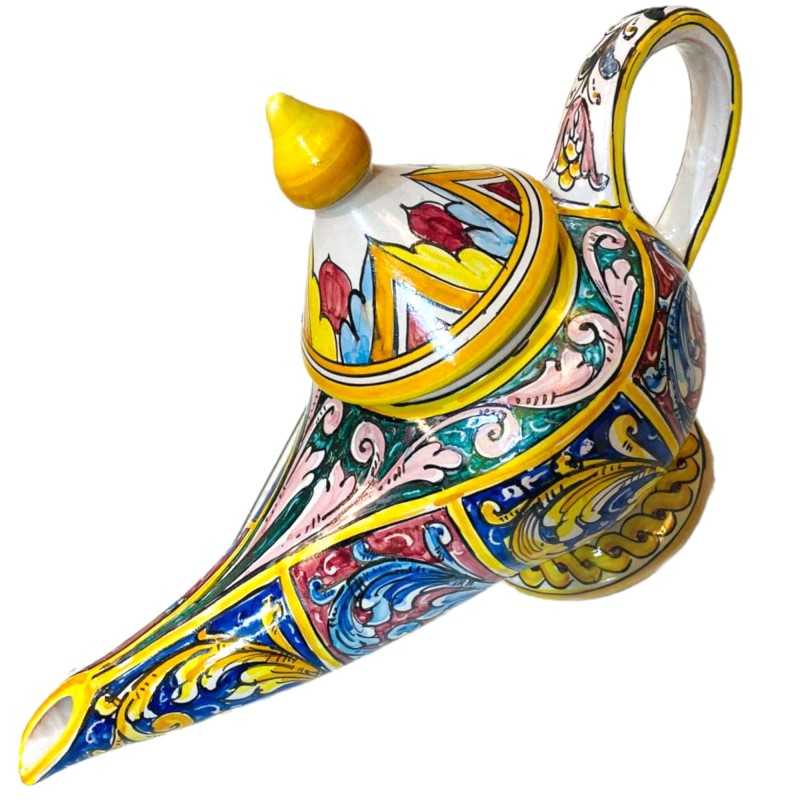 Lampada di Aladino in pregiata ceramica decoro Barocco - Misure cm