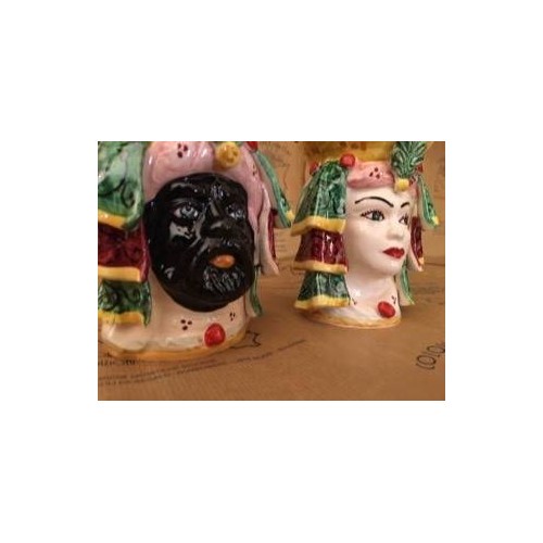 Pair of Head of Moro Caltagirone lengte 15 cm -  2