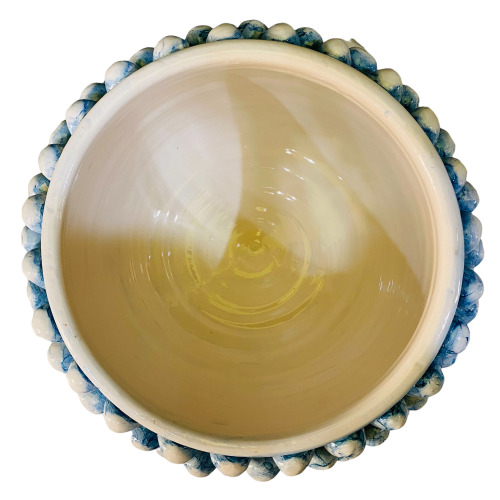 Vase Caltagirone Half Pigna Bleu antique, avec 4 options de tailles (1pc) tige avec décoration baroque et fleur sur fond 2
