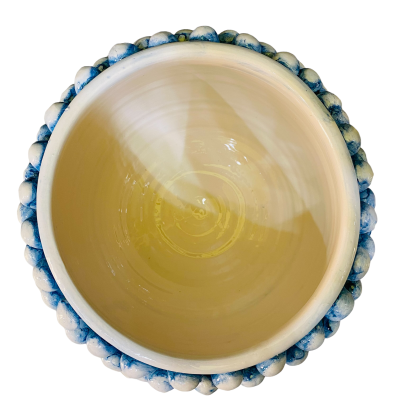 Caltagirone Half Pigna Vase Antikblau, mit 4 Größenoptionen (1 Stück), Stiel mit weißem Barockdekor - 