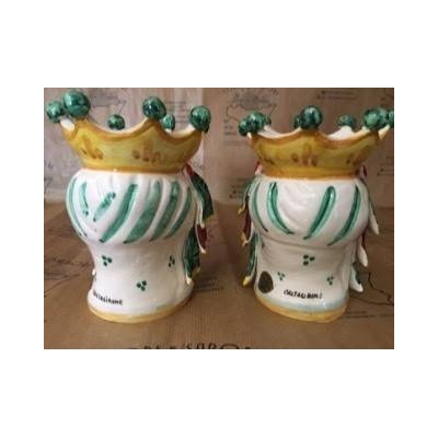 Paire de têtes Caltagirone Moro, hauteur 15 cm - 
