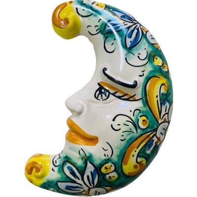 Måne i Caltagirone keramik, h ca 15 x 10 cm. (1 st) Slumpmässig färg och dekoration - 