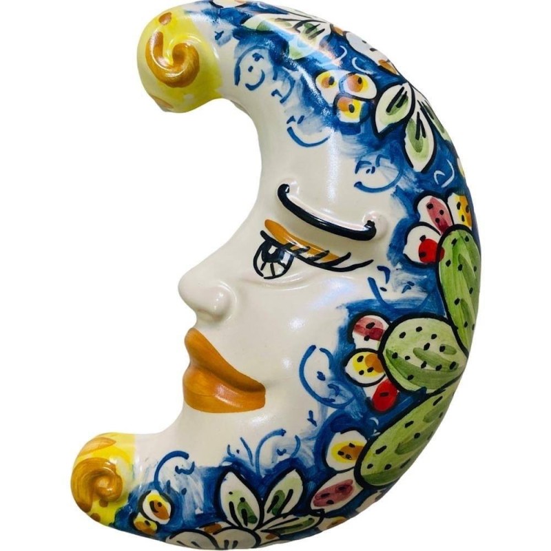 Måne i Caltagirone keramik, h ca 15 x 10 cm. (1 st) Slumpmässig färg och dekoration - 