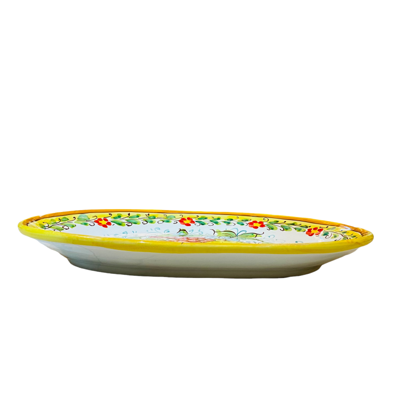 Tray w Oval, ceramiczna tablica ozdobiona ręcznie Caltagirone, dekoracja melograni, cytryny i winogrona – miary 36x25x5 