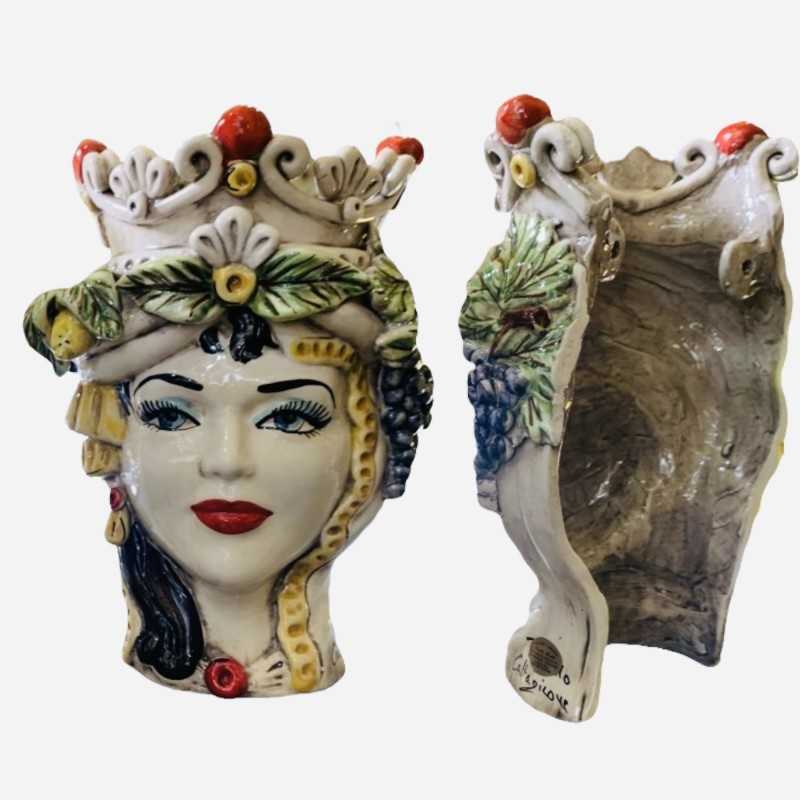 Mural head to hang in Caltagirone ceramic - height about 27 cm - 