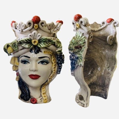 Keramisk hängande vägghuvud Caltagirone - höjd ca 27 cm - 