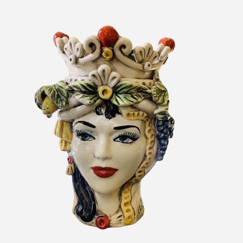 Wandkopf zum Aufhängen aus Caltagirone-Keramik – Höhe ca. 27 cm - 