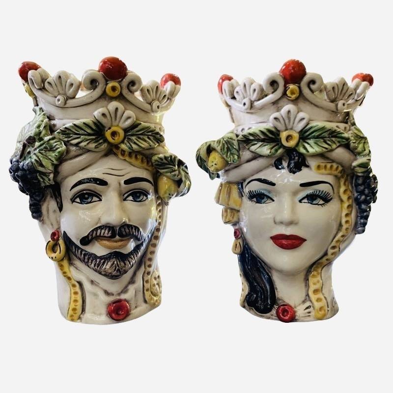 Mural head to hang in Caltagirone ceramic - height about 27 cm - 