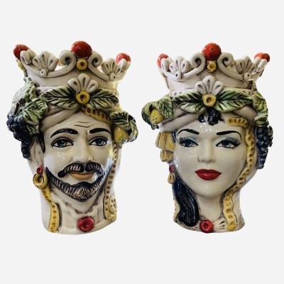 Wandkopf zum Aufhängen aus Caltagirone-Keramik – Höhe ca. 27 cm - 