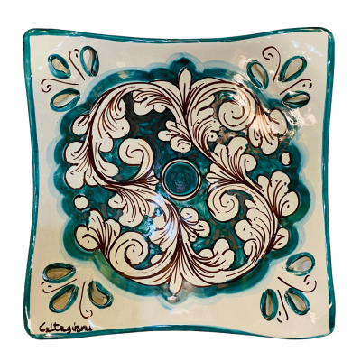Taschenentleerer mit perforierten Spitzen, Caltagirone-Keramik, L 17 x 17 x H 5 cm, ca. (1 Stück) Mit 6 Dekorationsmögli