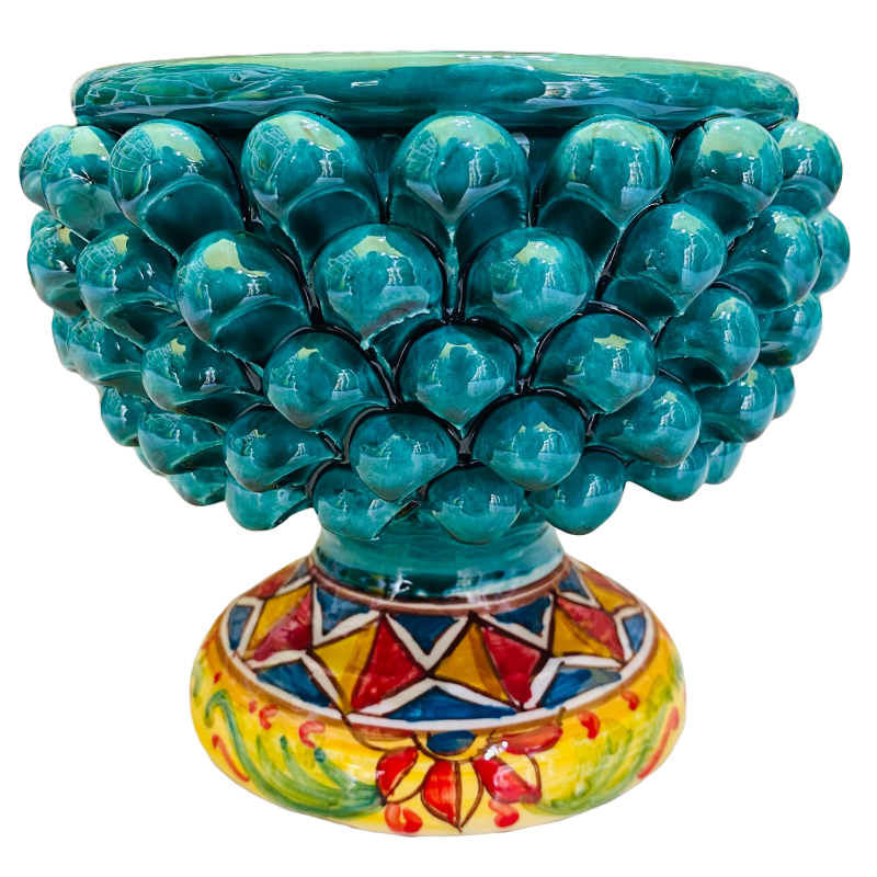 Vaso Caltagirone Mezza Pigna, haste decorada - Ø 17 x h 15 cm aprox. com várias opções de cores - 