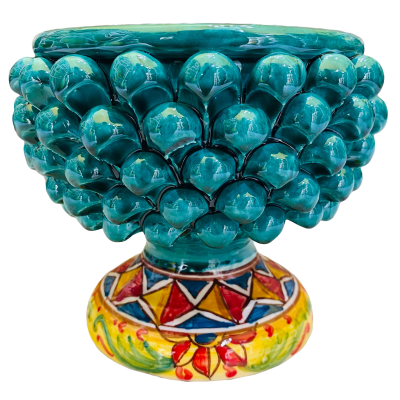 Vaso Caltagirone Mezza Pigna, haste decorada - Ø 17 x h 15 cm aprox. com várias opções de cores - 