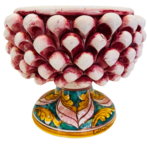 Vase Half Pigna Caltagirone z ozdobioną nogą – Measures about cm 17x15h – Various Available decorations -  2