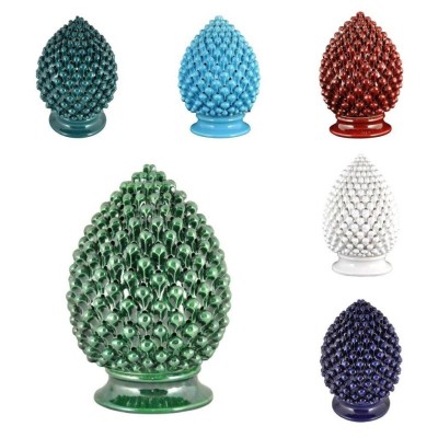 Lampe perforée en pomme de pin en céramique sicilienne de Caltagirone faite à la main - hauteur environ 25 cm, différent