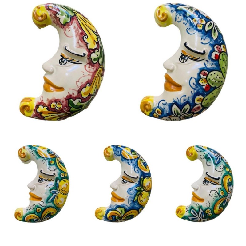 Lua em cerâmica Caltagirone, h aprox. 15 x 10 cm. (1 unidade) cor e decoração aleatórias - 