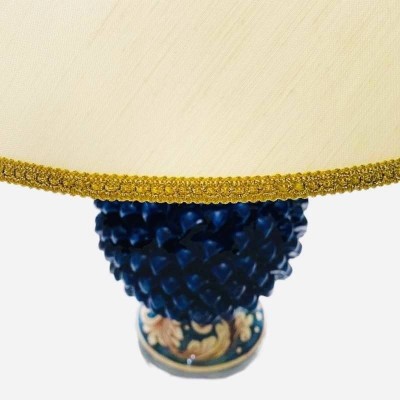 Sizilianische Tannenzapfenlampe in kobaltblauem und weißem Barockdekor - Höhe ca. 60 cm - 