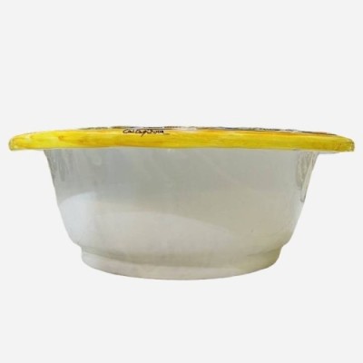Keramisk sänka av Caltagirone helt tillverkad och dekorerad för hand, diameter 48 cm - 