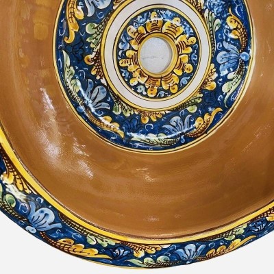 Ceramische gootsteen van Caltagirone geheel gemaakt en onderscheiden door hand, diameter 48 cm - 