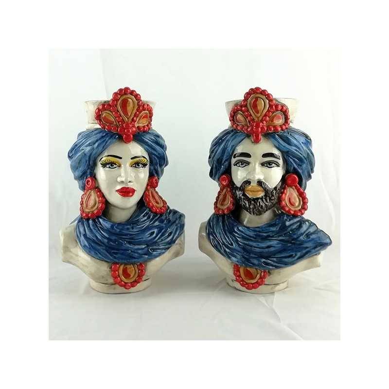 Pair of Busts Caltagirone height 30 cm - 
