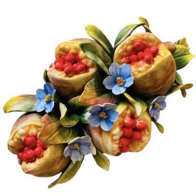 Charm met grote Melogranes en Ceramic Flowers handgemaakte. - 