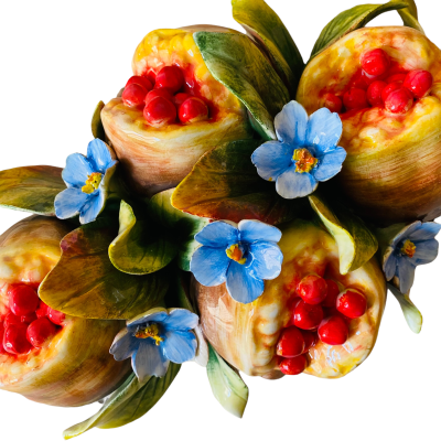 Charm med stora melograner och keramiska blommor handgjorda - Åtgärder cm 33x18 - 