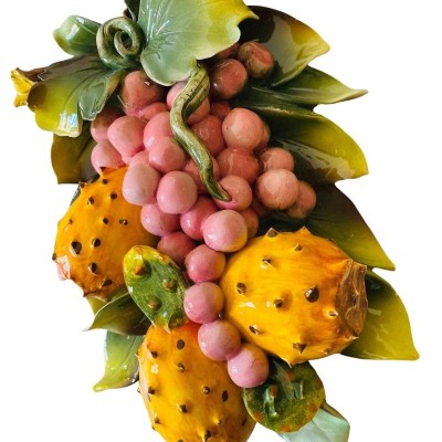 Fardo con Tuna y Uvas en cerámica elaborado y decorado a mano - Medidas 32x20 cm - 