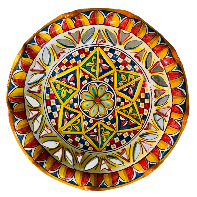 Soporte de centro de mesa de frutero festoneado y perforado, cerámica Caltagirone, 3 opciones de tamaño (1 pieza) Decora