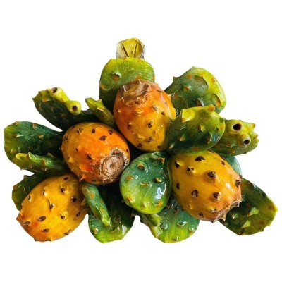 Arche aux figues de Barbarie pâles et siciliennes, en céramique décorée à la main - Dimensions environ 25x20x10 cm - 