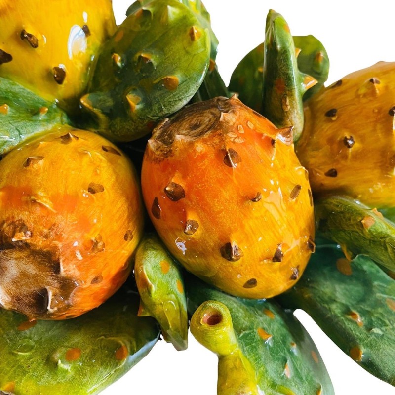 Arche aux figues de Barbarie pâles et siciliennes, en céramique décorée à la main - Dimensions environ 25x20x10 cm -  Arche aux figues de Barbarie pâles et siciliennes, en céramique décorée à la main - Dimensions environ 25x20x10 cm -