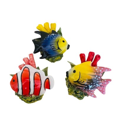 Marine scene with fish, assorted shapes and decorations - free standing or hanging - Measures approx. 13x11x6 cm - 