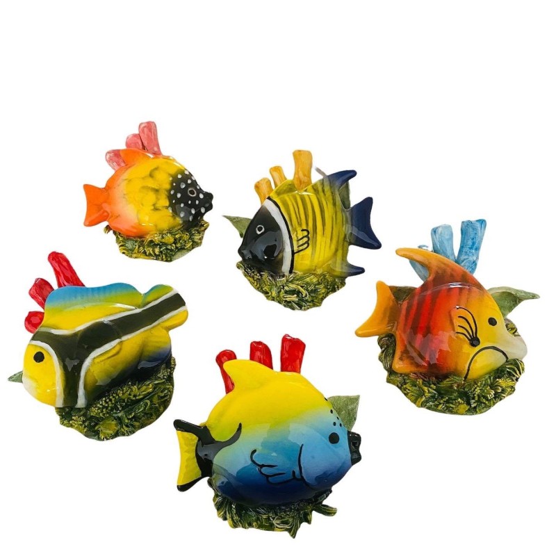 Marine scene with fish, assorted shapes and decorations - free standing or hanging - Measures approx. 13x11x6 cm - 