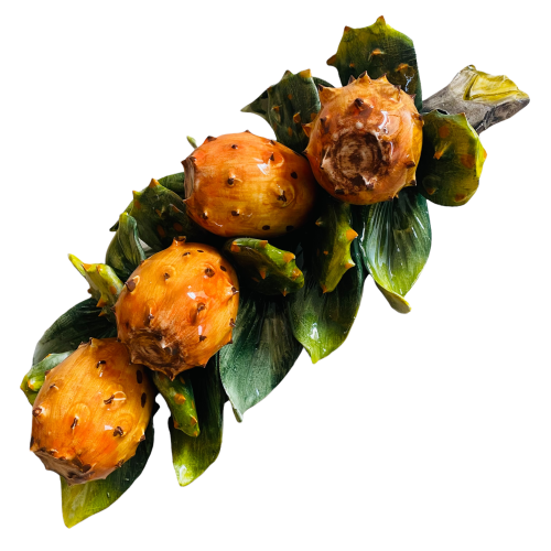 Bundle with Sicilian Pale and Prickly Pear, in hand-decorated ceramic - Measures approx. 33x15x10 cm - 