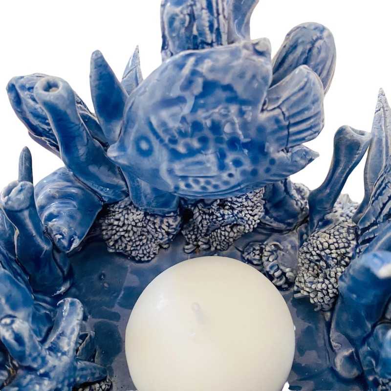 Castiçal anêmona do mar em cerâmica fina inteiramente feito à mão