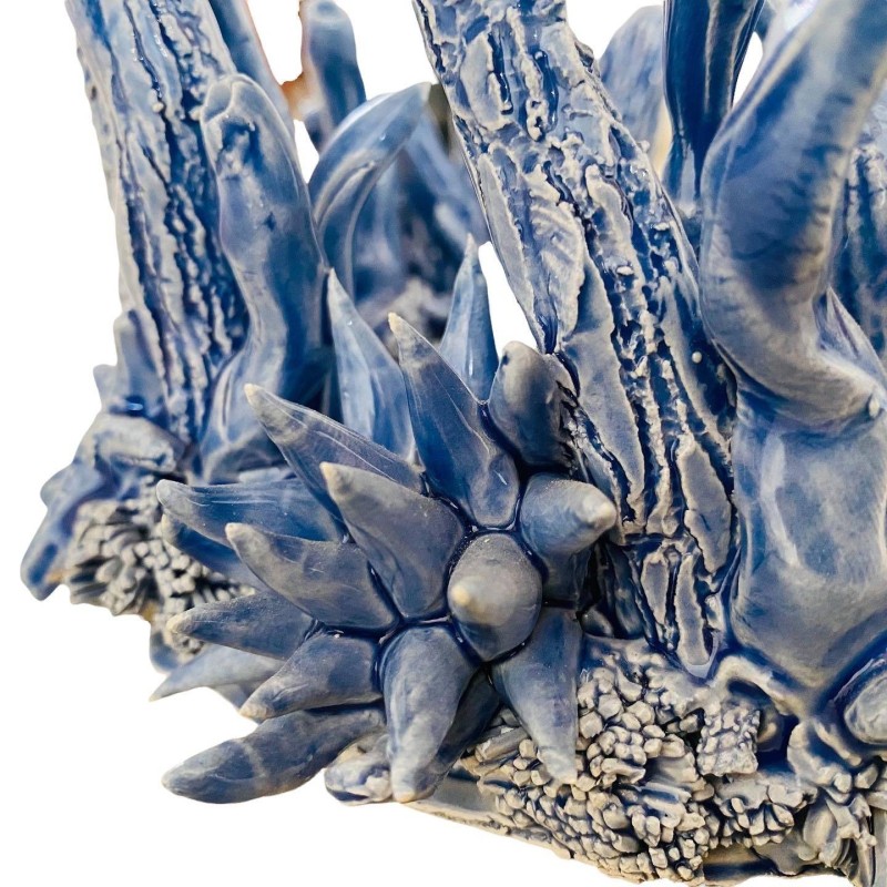 Aquarium-Kerzenhalter mit Meeresszenen, H 13 x 15 cm ca. Feine Keramik, Avion - 