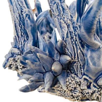 Aquarium-Kerzenhalter mit Meeresszenen, H 13 x 15 cm ca. Feine Keramik, Avion - 