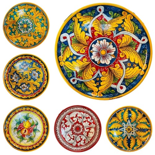 Ornamental plate in Caltagirone ceramic - Ø 30 cm approx. various decorations available - 