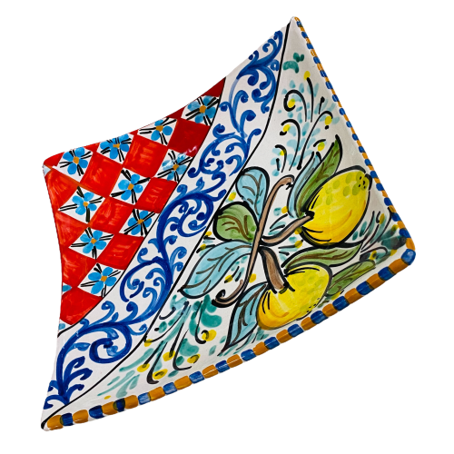 Pocket tray in Caltagirone ceramic 20 x 20 cm made and decorated by hand -  2