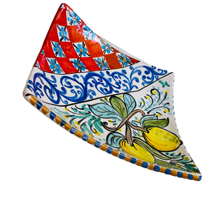 Bolsos vazios em cerâmica Caltagirone 20 x 20 cm feitos e decorados à mão - 