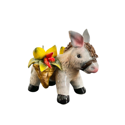U sciccariaddu Handmade ceramic donkey with fruit 12x10 cm large model - 