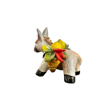 U sciccariaddu Burro de cerâmica artesanal com frutas 9x8 cm modelo pequeno - 