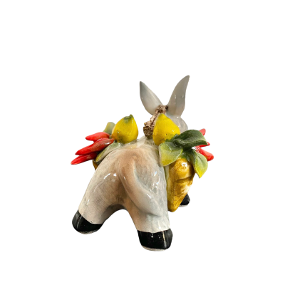 U sciccariaddu Burro de cerâmica artesanal com frutas 9x8 cm modelo pequeno - 