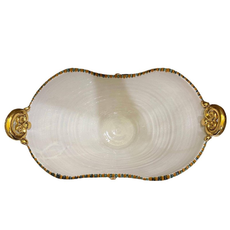SÉRIE LUXE OR Centre de table Caltagirone L 55 x h 30 cm environ. Décoration de charrette sicilienne et émail or pur 24 