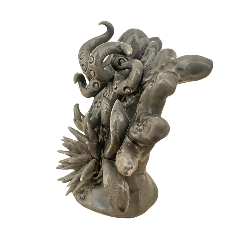 Marine composition with coral, sea urchin, octopus, h 15 x 9 x 14 cm approx. (1pc) - 