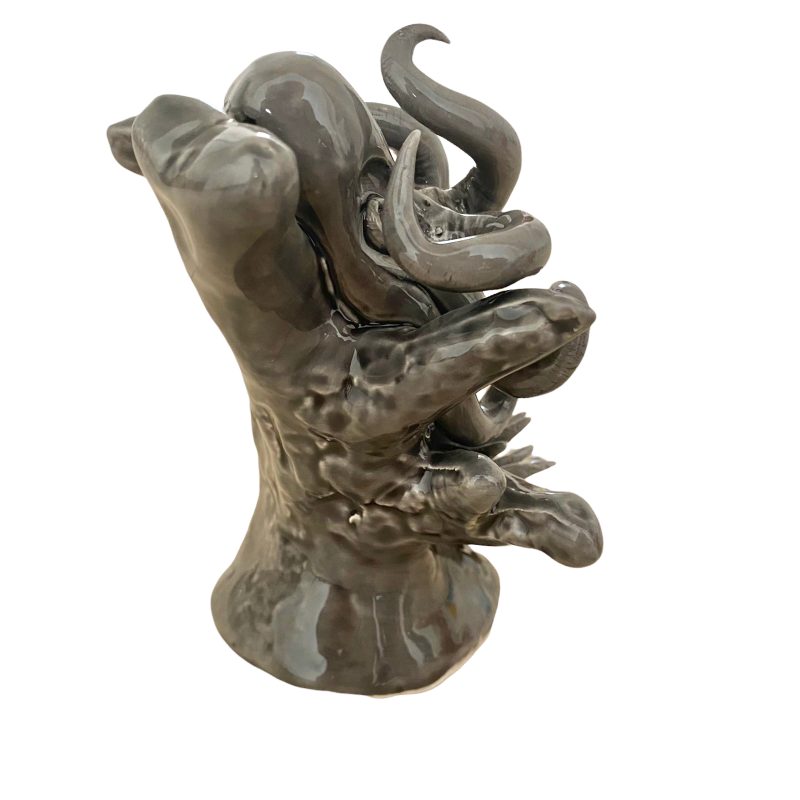 Marine composition with coral, sea urchin, octopus, h 15 x 9 x 14 cm approx. (1pc) - 