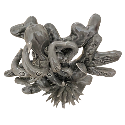 Mariene compositie met koraal, zee-egel en octopus h 15 x 9 x 14 cm ca. (1 stuk) - 