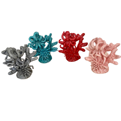 Composição marinha com coral, ouriço-do-mar e polvo h 15 x 9 x 14 cm aprox. (1 peça) - 